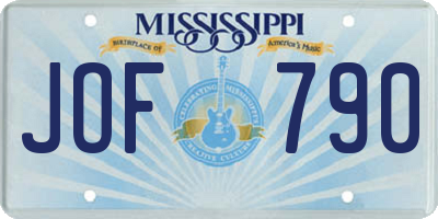MS license plate JOF790