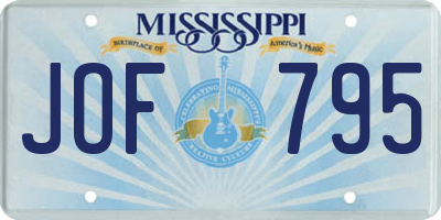 MS license plate JOF795