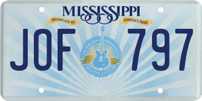 MS license plate JOF797