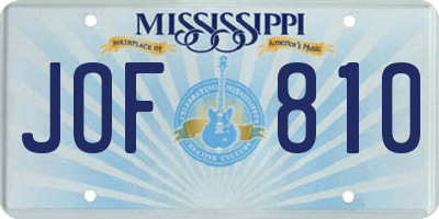MS license plate JOF810
