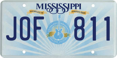 MS license plate JOF811