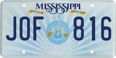 MS license plate JOF816