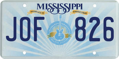 MS license plate JOF826