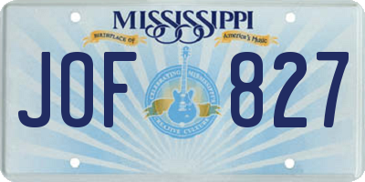 MS license plate JOF827