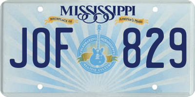 MS license plate JOF829