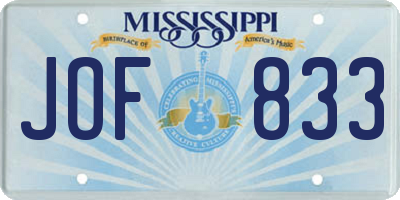 MS license plate JOF833
