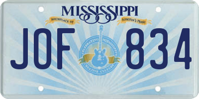 MS license plate JOF834