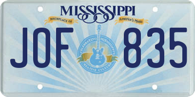 MS license plate JOF835