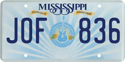 MS license plate JOF836