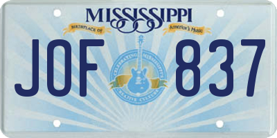 MS license plate JOF837