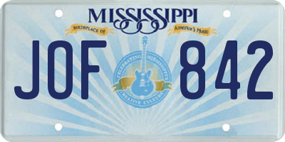 MS license plate JOF842