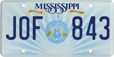 MS license plate JOF843
