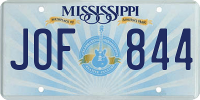 MS license plate JOF844