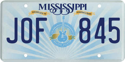 MS license plate JOF845