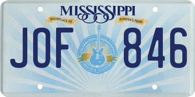 MS license plate JOF846