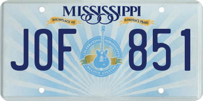 MS license plate JOF851