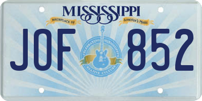 MS license plate JOF852