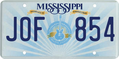 MS license plate JOF854