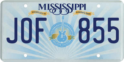 MS license plate JOF855
