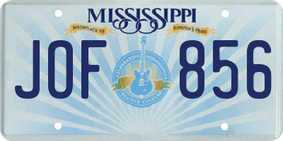 MS license plate JOF856