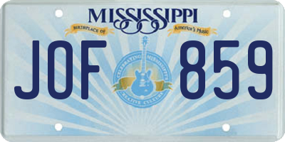MS license plate JOF859