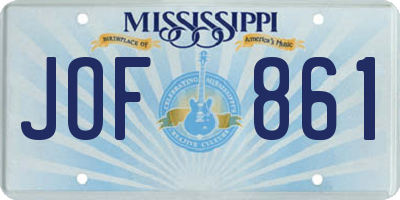 MS license plate JOF861