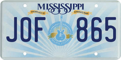 MS license plate JOF865