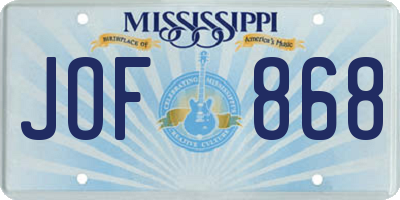 MS license plate JOF868