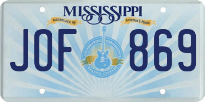 MS license plate JOF869