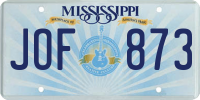 MS license plate JOF873