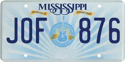 MS license plate JOF876