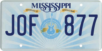 MS license plate JOF877