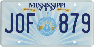 MS license plate JOF879