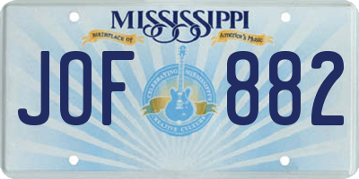 MS license plate JOF882
