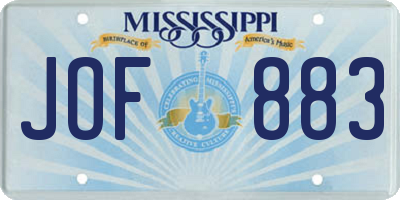 MS license plate JOF883
