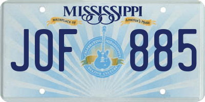 MS license plate JOF885