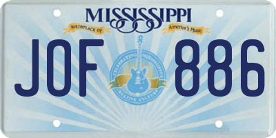 MS license plate JOF886