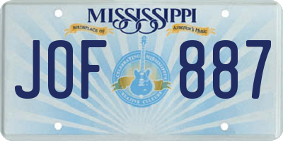 MS license plate JOF887
