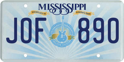 MS license plate JOF890