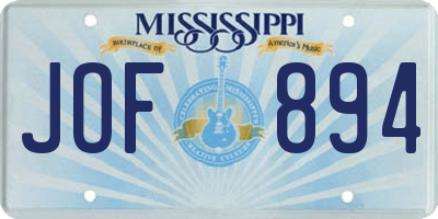 MS license plate JOF894