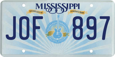 MS license plate JOF897