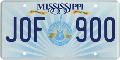MS license plate JOF900