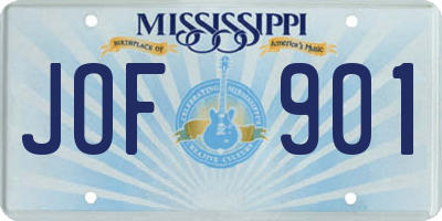 MS license plate JOF901
