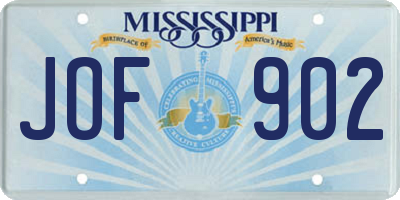 MS license plate JOF902