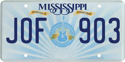 MS license plate JOF903