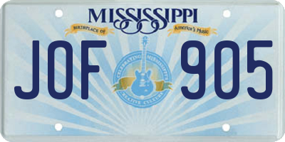 MS license plate JOF905