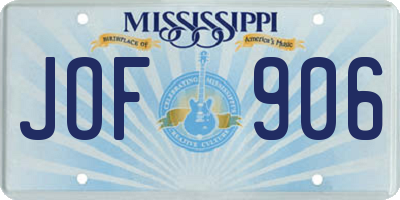 MS license plate JOF906