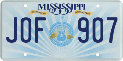 MS license plate JOF907