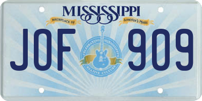 MS license plate JOF909