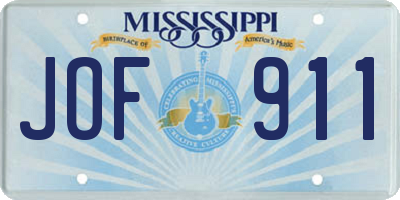 MS license plate JOF911
